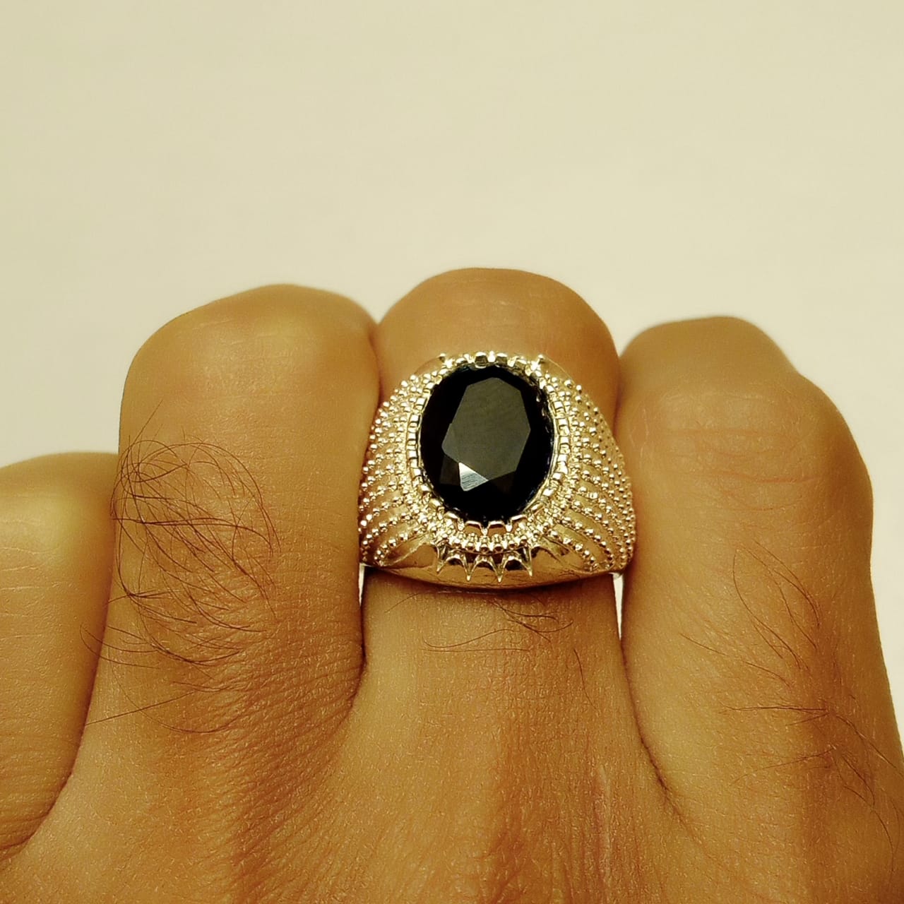 15 Carat African Neelam Ring | Step Cut | Italian Style Ring