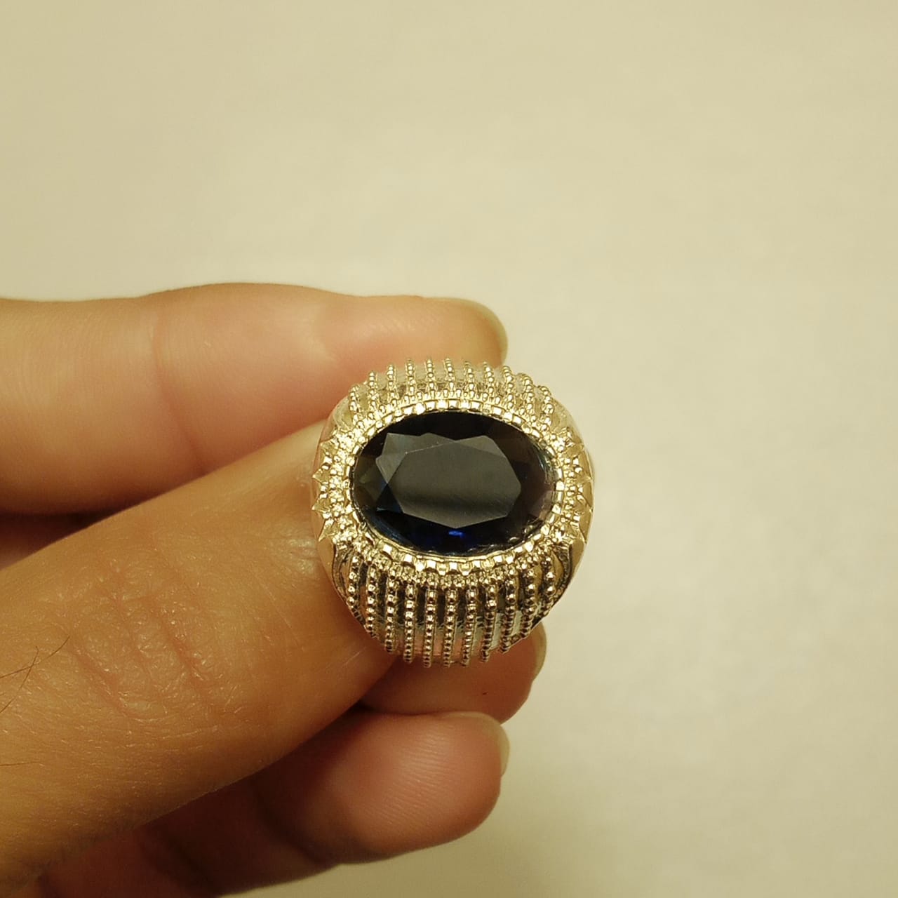 15 Carat African Neelam Ring | Step Cut | Italian Style Ring