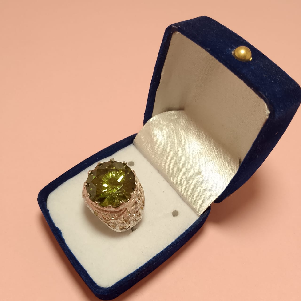 33 Carats Green Garnet Ring, Step Cut, Size 20