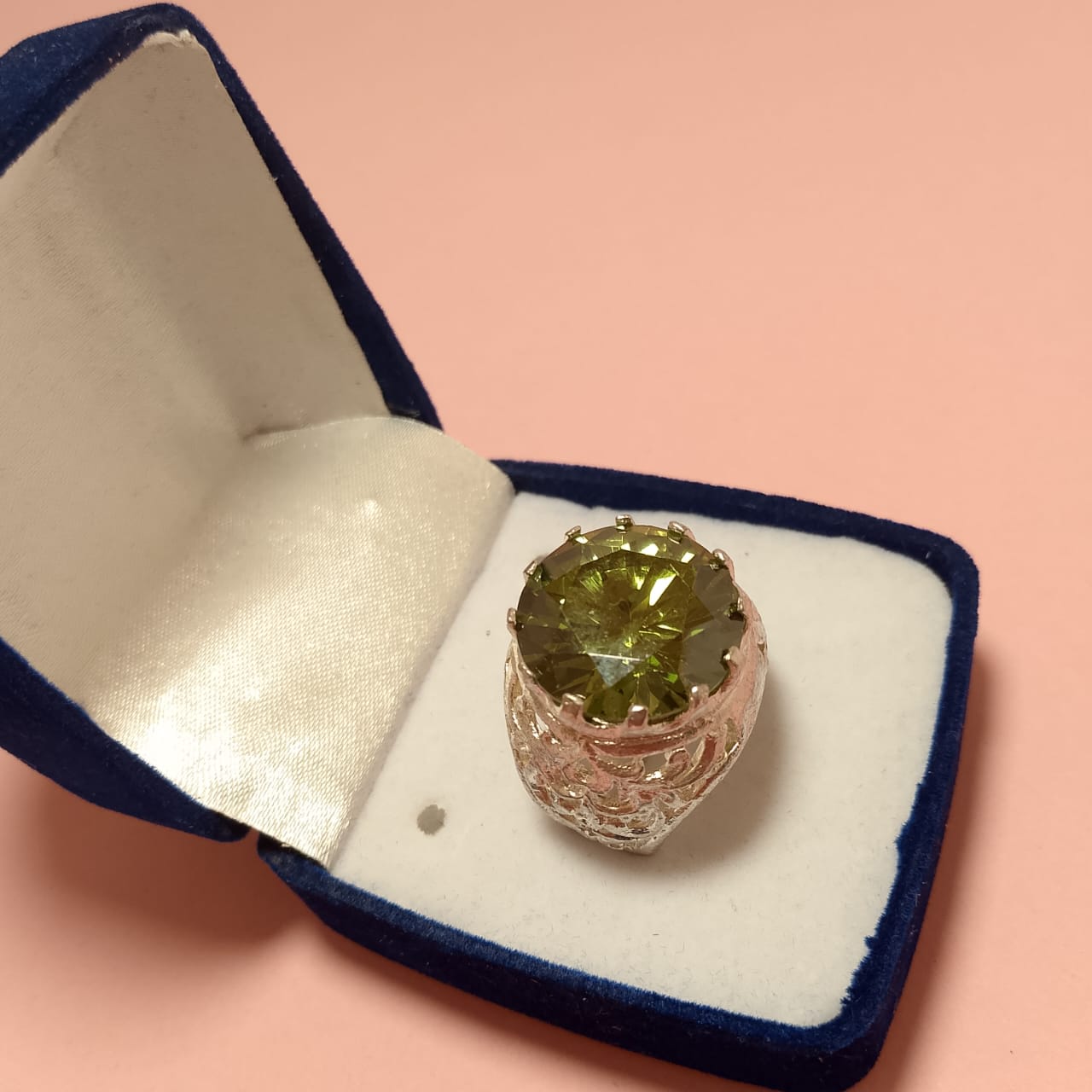 33 Carats Green Garnet Ring, Step Cut, Size 20