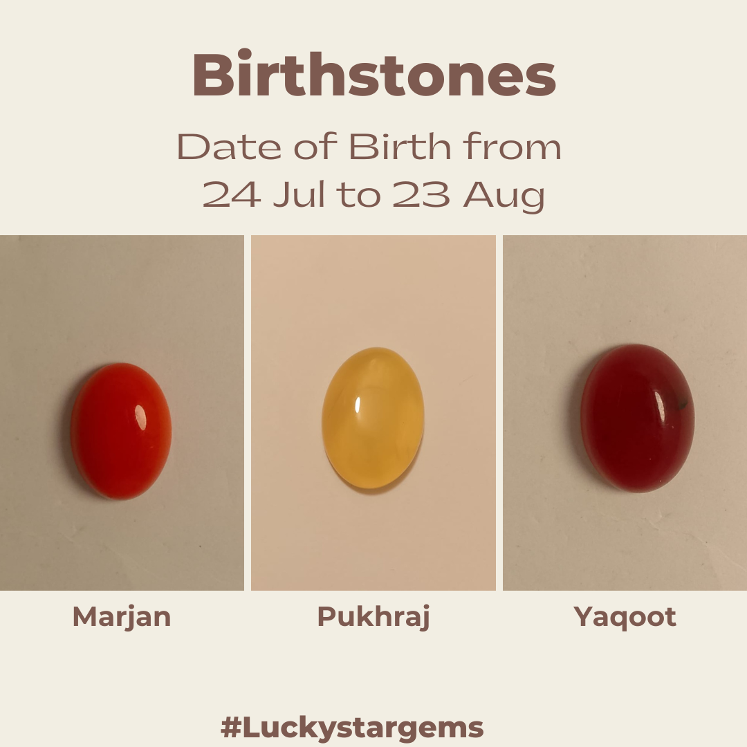 Lucky Bundle | Marjan, Pukhraj, Yaqoot | Set of 3 Gems | 5-6 Carat