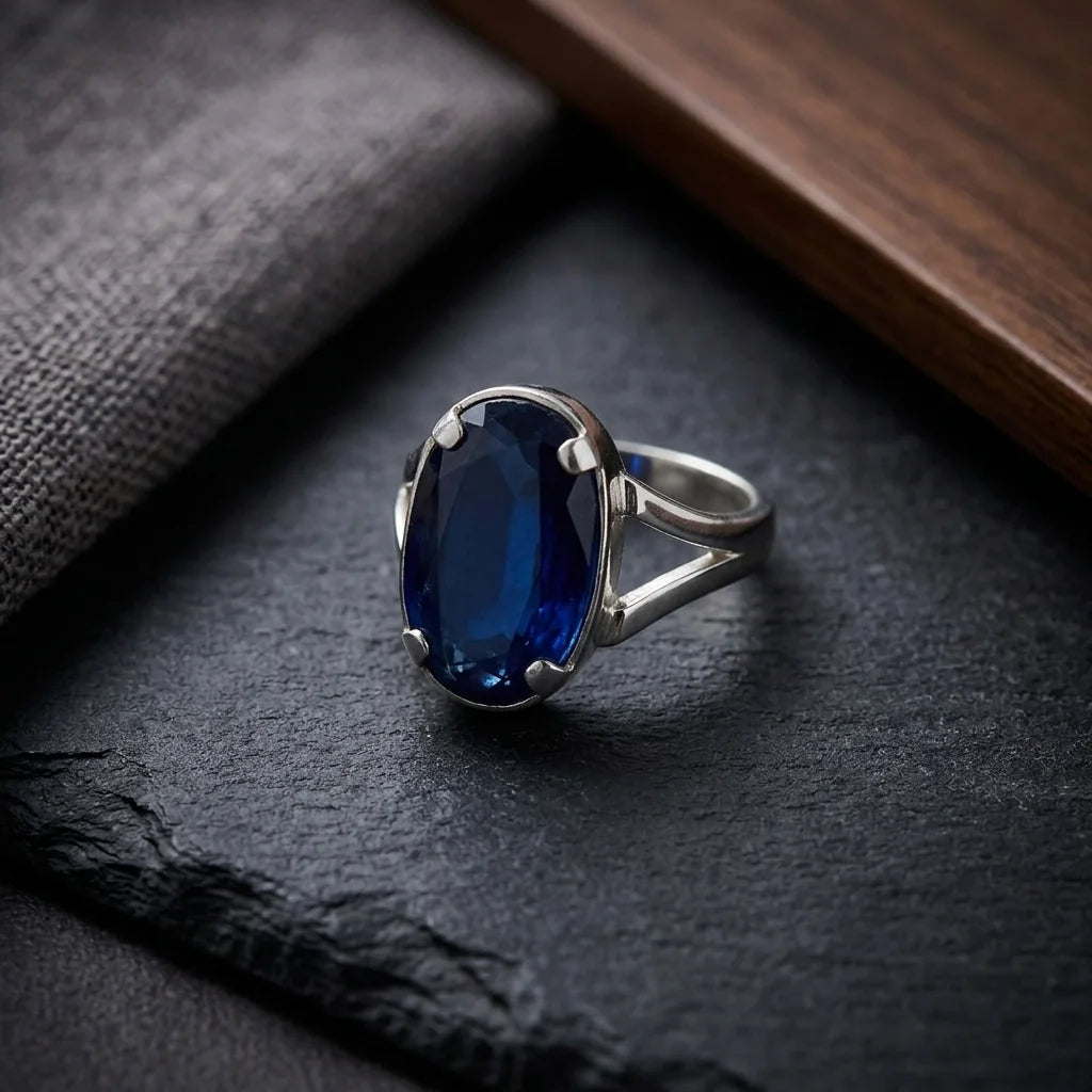 Neelam Ring | Blue Sapphire | Step Cut | CODE N-55
