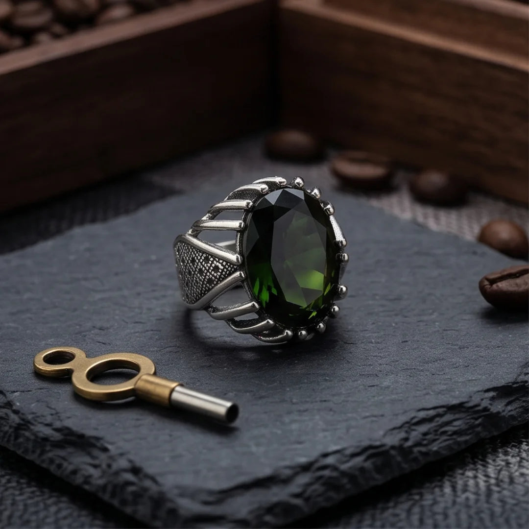 Emerald Ring | Step Cut Zamrud | Italian Style Ring | CODE E-67