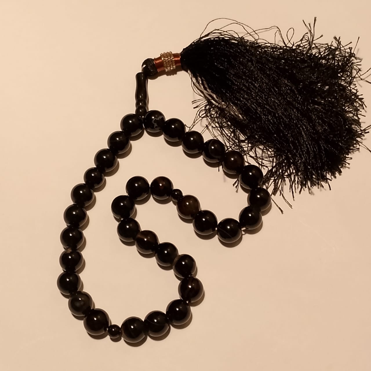 Gemstone Irani Black Aqiq Tasbeeh | 33 Beads | 14 mm
