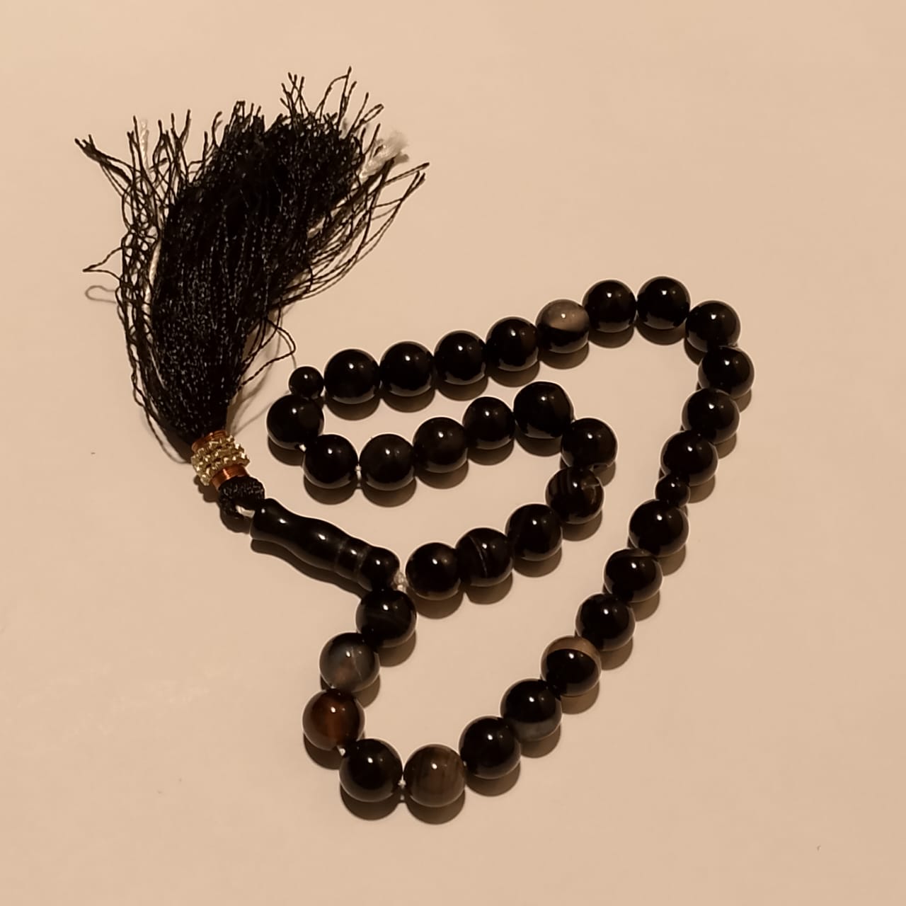Gemstone Irani Black Aqiq Tasbeeh | 33 Beads | 14 mm