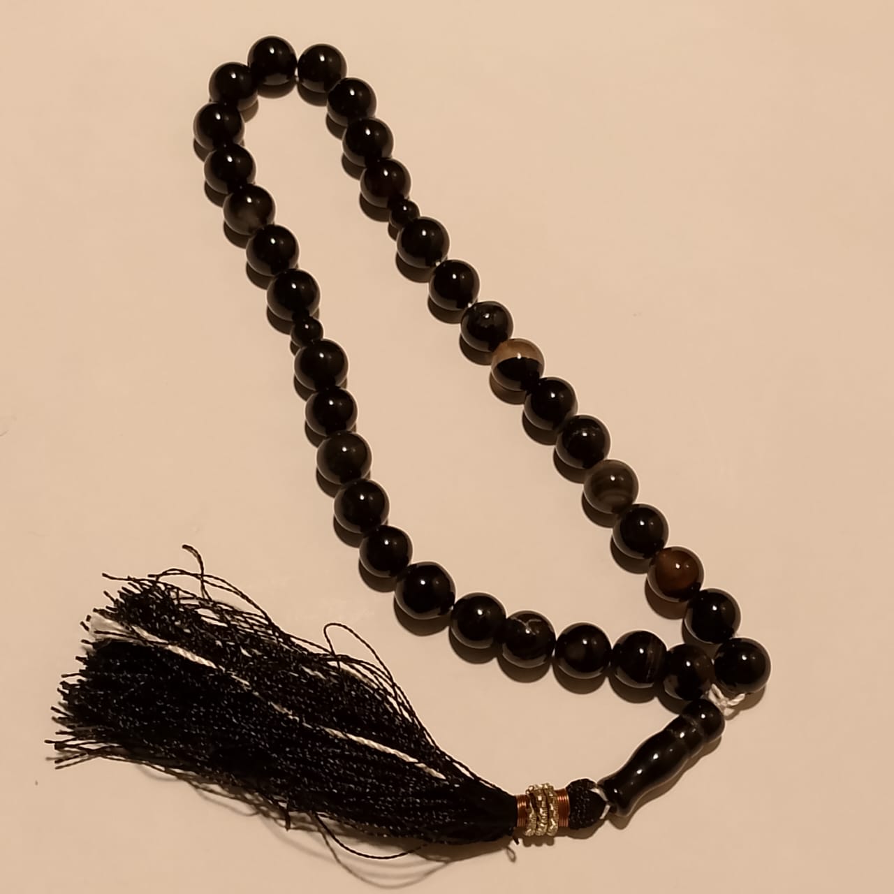 Gemstone Irani Black Aqiq Tasbeeh | 33 Beads | 14 mm