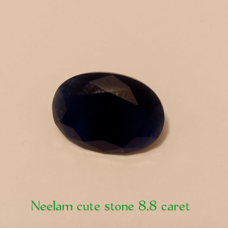 Kashmiri Neelam (blue stone) | Oval Shape Step Cutting | Vitreous Dark Blue