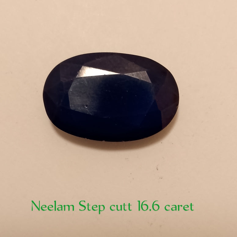 Kashmiri Neelam (blue stone) | Oval Shape Step Cutting | Vitreous Dark Blue