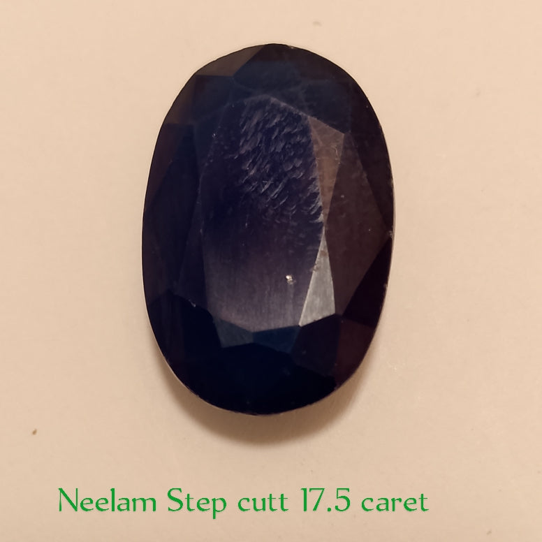 Kashmiri Neelam (blue stone) | Oval Shape Step Cutting | Vitreous Dark Blue