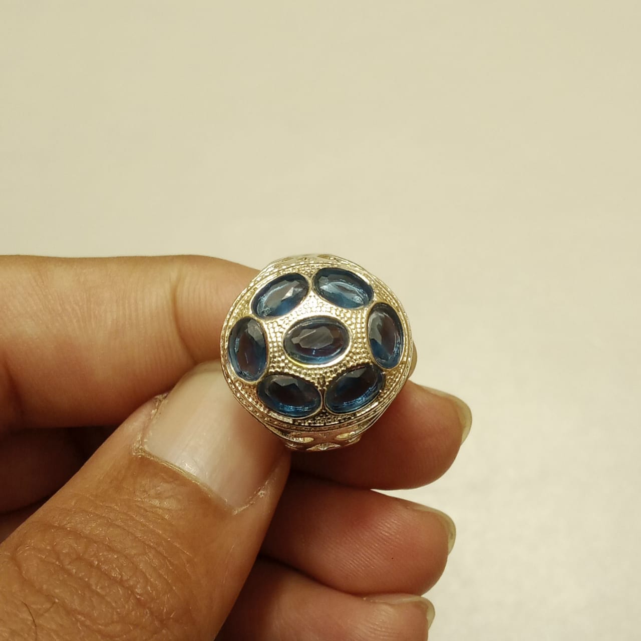 Multiple stone Kashmiri Neelam Ring | Step Cut | Turkish Style Ring