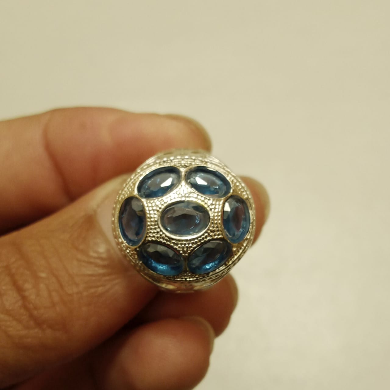 Multiple stone Kashmiri Neelam Ring | Step Cut | Turkish Style Ring