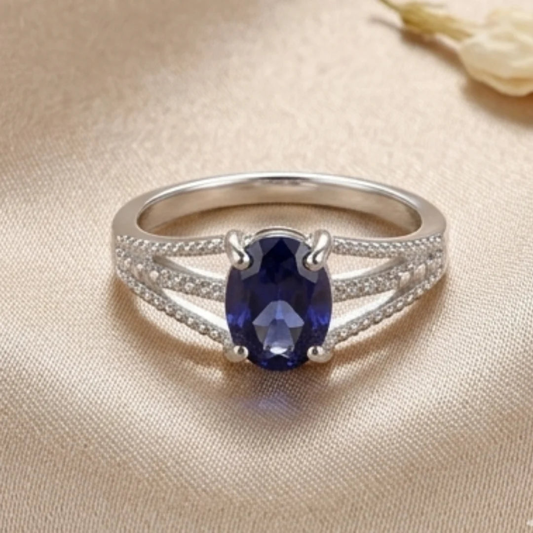 2 Carat Neelam Female Ring | Step Cut | CODE N-13