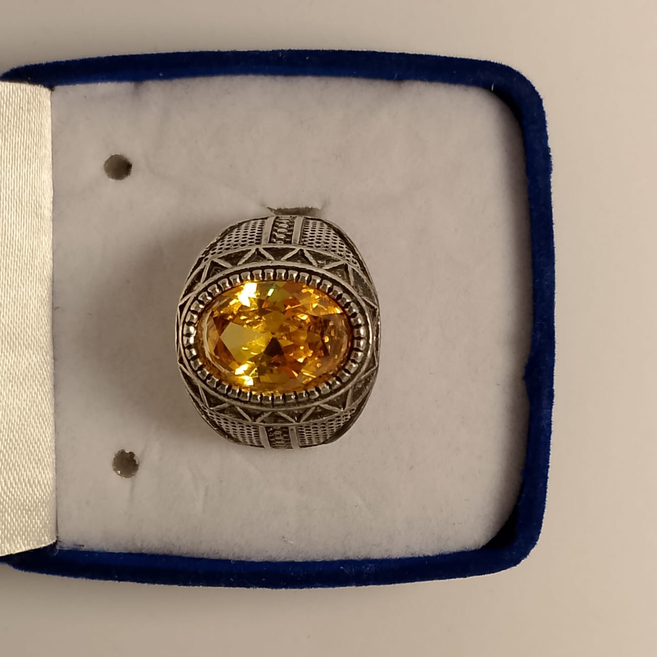 Turkish Pukhraj Ring | Step Cut | Golden Yellow Pukhraj