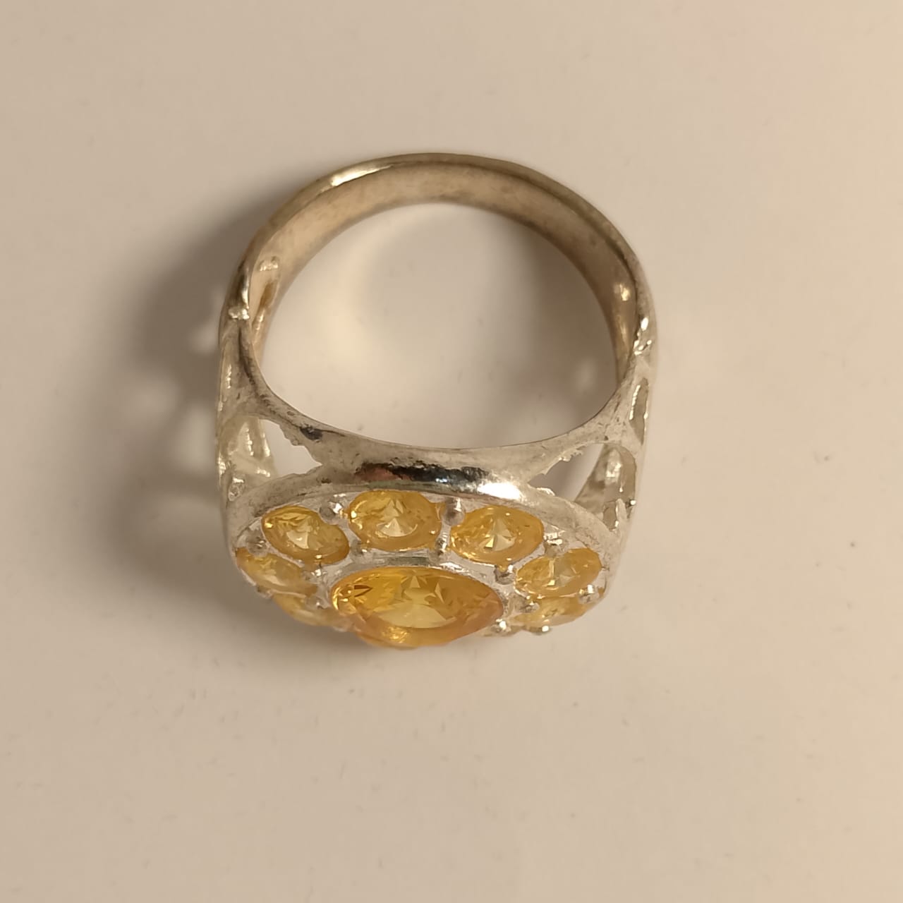 Multiple Stones Pukhraj Ring | Step Cut | Golden Yellow Pukhraj