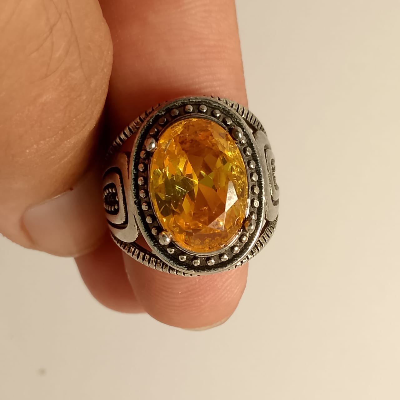 Turkish Pukhraj Ring | Step Cut | Golden Yellow Pukhraj