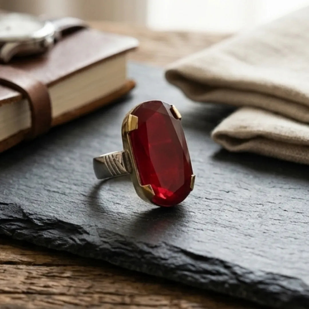 Yaqoot Ring | Step Cut Ruby | Turkish Style Ring
