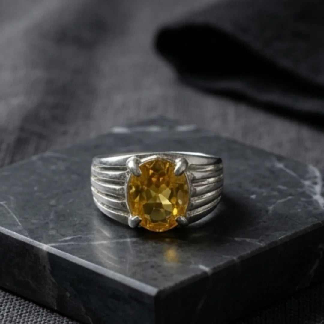 Pukhraj Ring | Oval Shape Step Cut | CODE P26