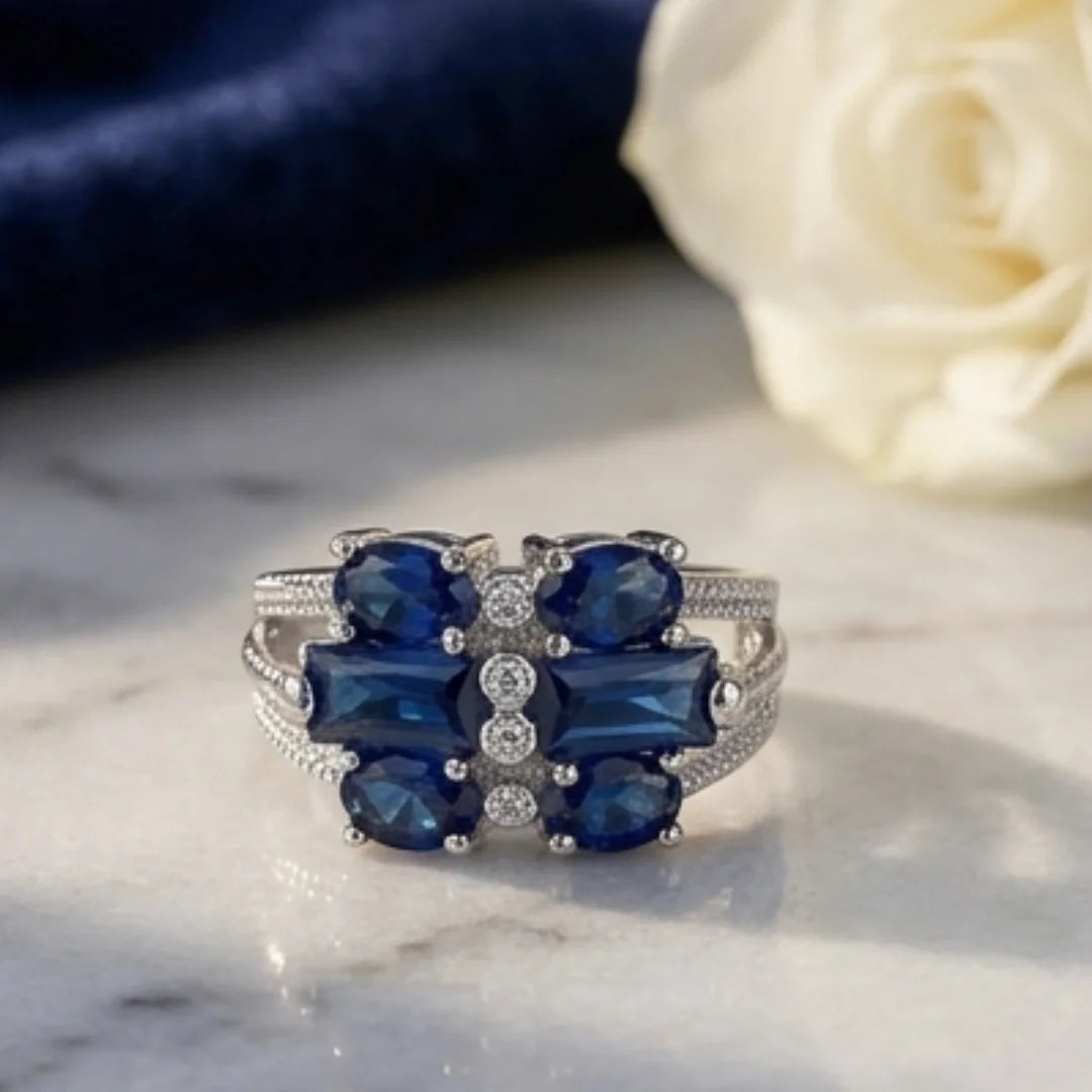 Neelam Ring | Blue Stone Step Cut | CODE N-38