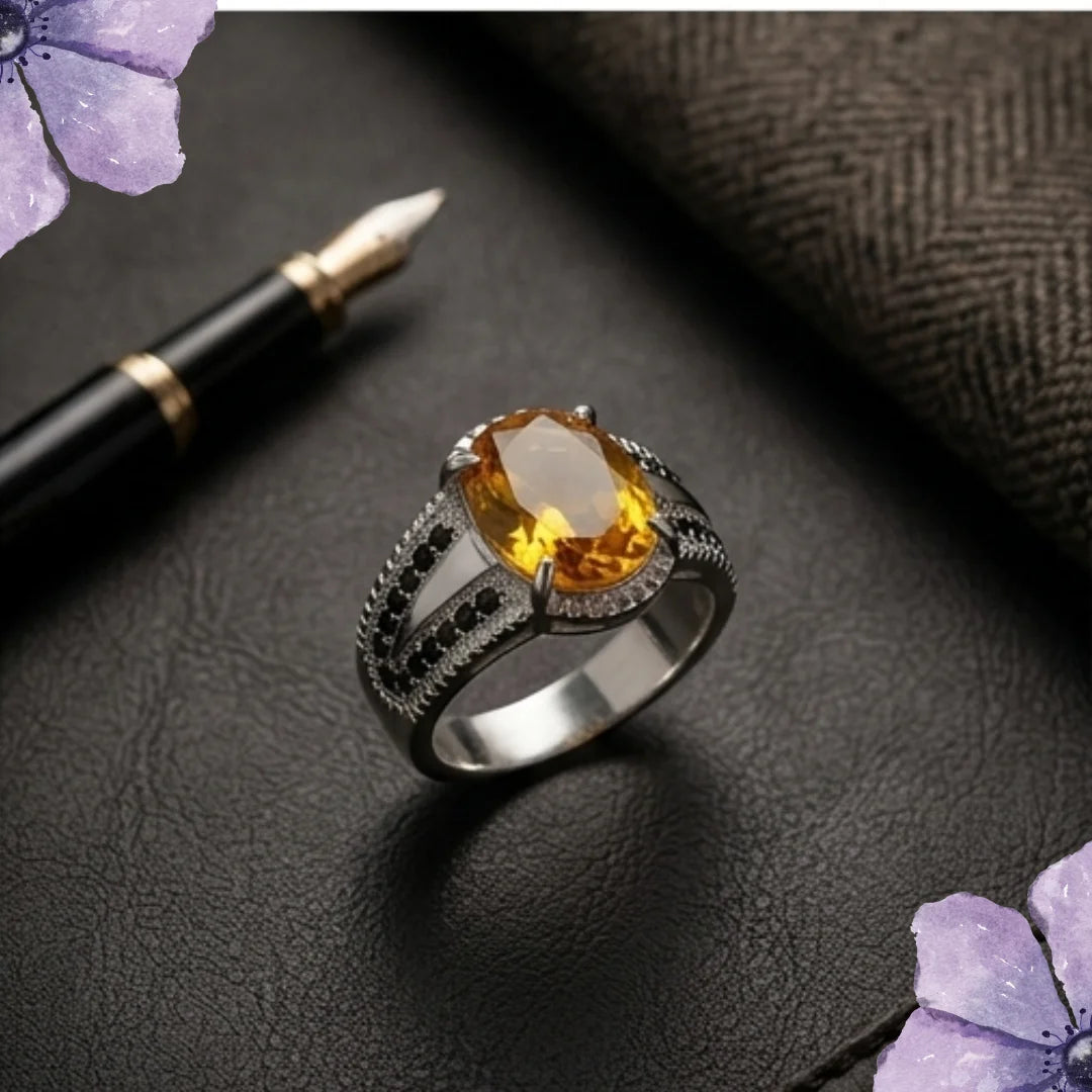 Pukhraj Ring | Diamond Shape Step Cut | CODE P31