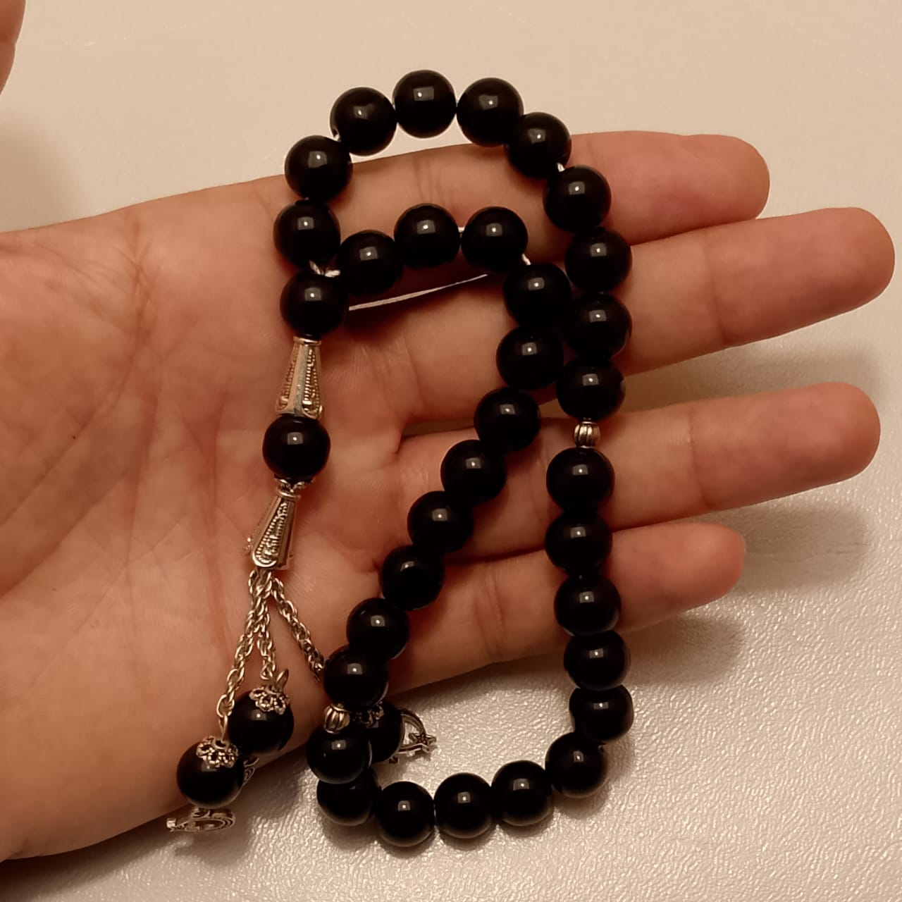 Black Aqeeq Tasbeeh | Aqeeq Tasbeeh | 33 Beads | 20 mm