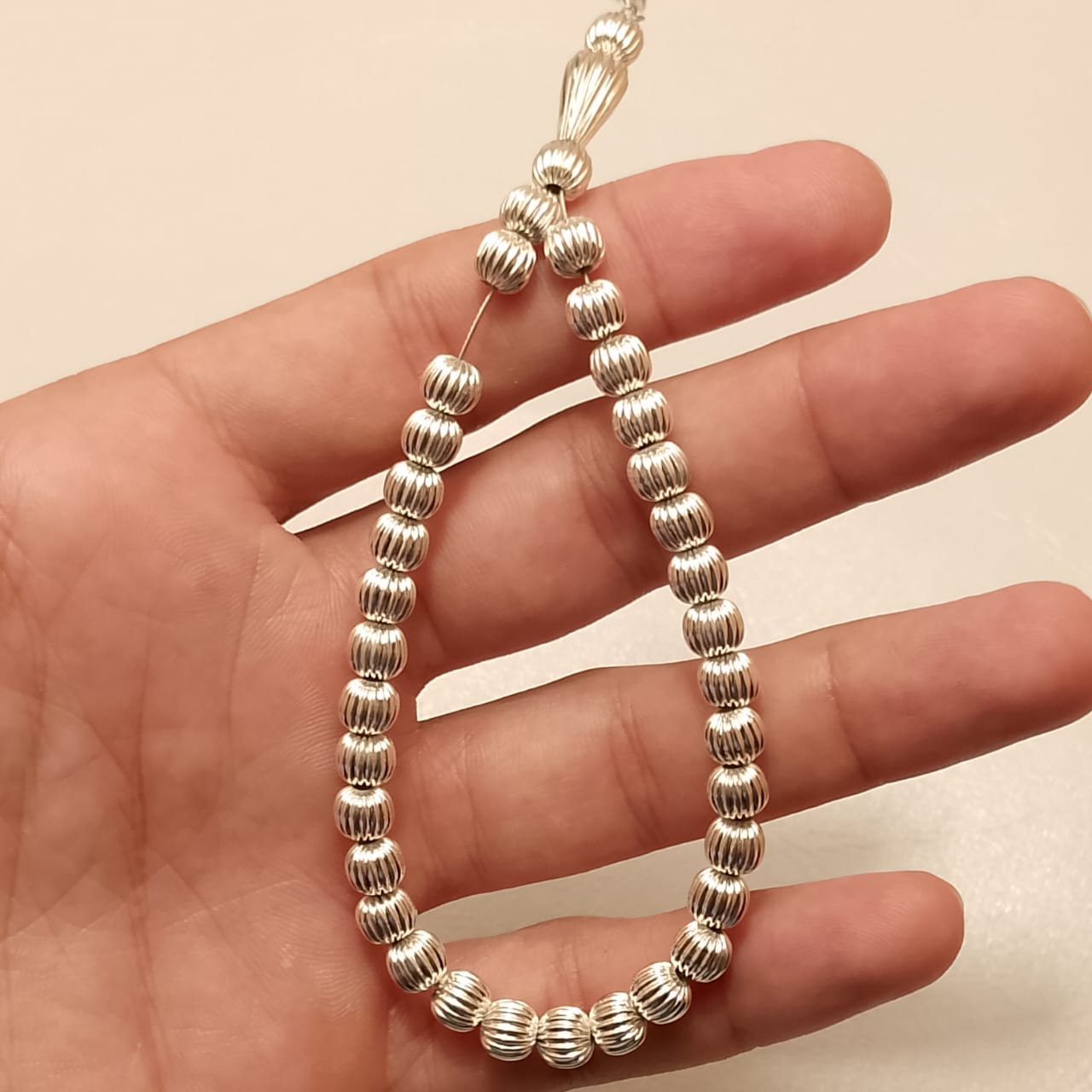 Silver Tasbeeh | Italian style | 33 Beads | 7 mm | Free Gift Box