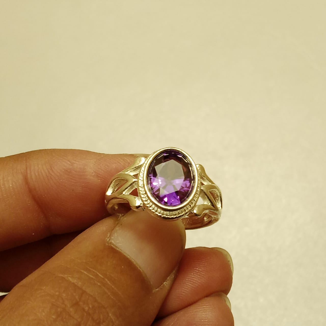 7 Carat Neelam Ring | Step Cut | Turkish Style Ring