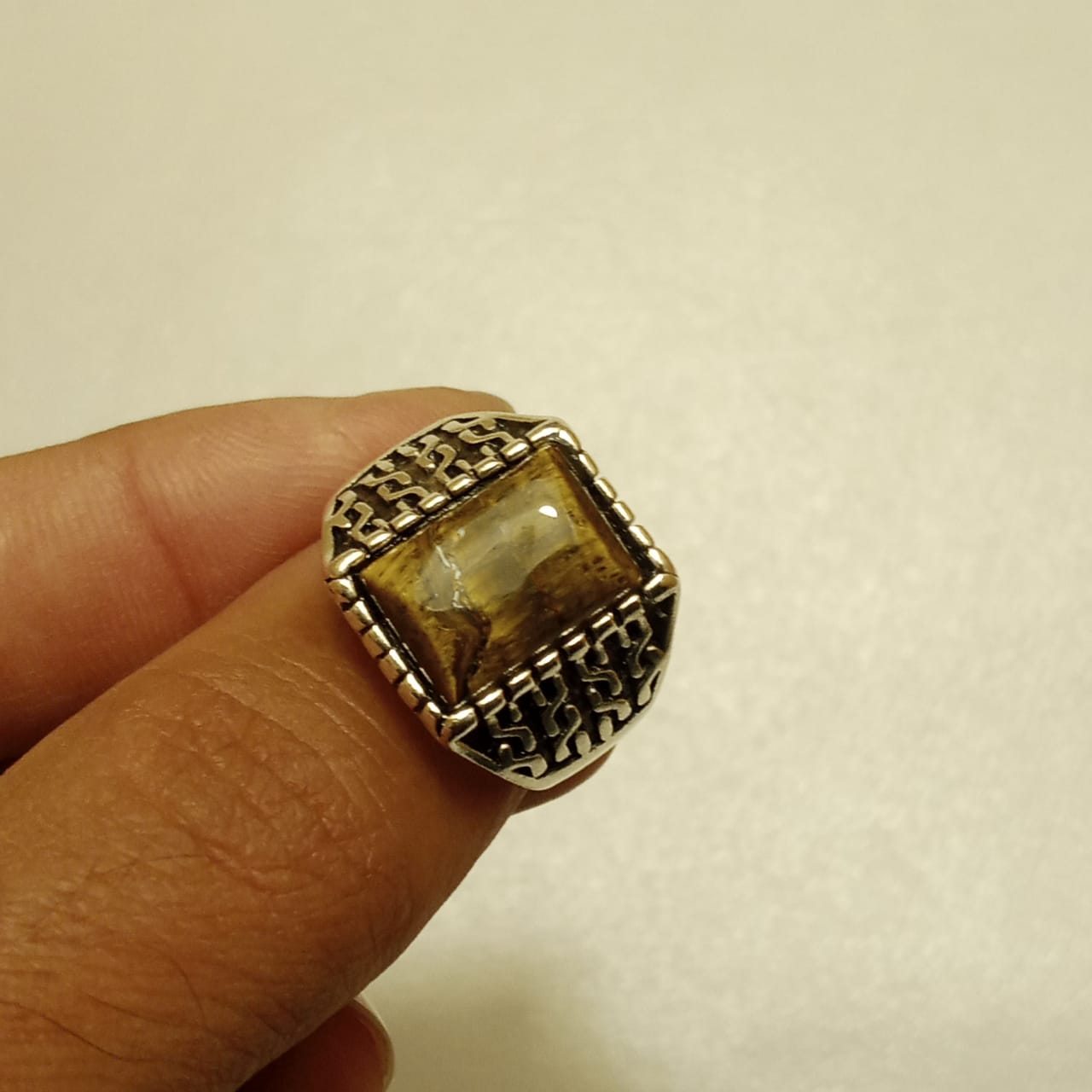 12 Carats Tiger Eye Ring | Cabochon Cut | Turkish Style