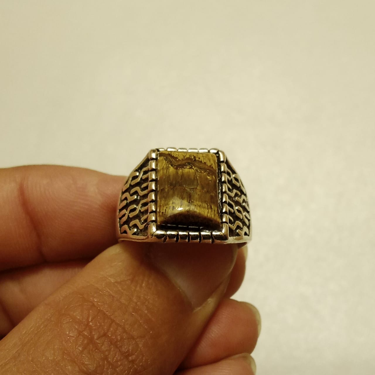12 Carats Tiger Eye Ring | Cabochon Cut | Turkish Style