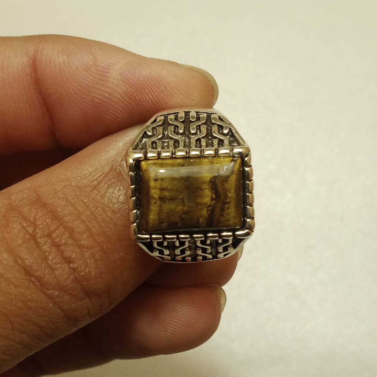 12 Carats Tiger Eye Ring | Cabochon Cut | Turkish Style