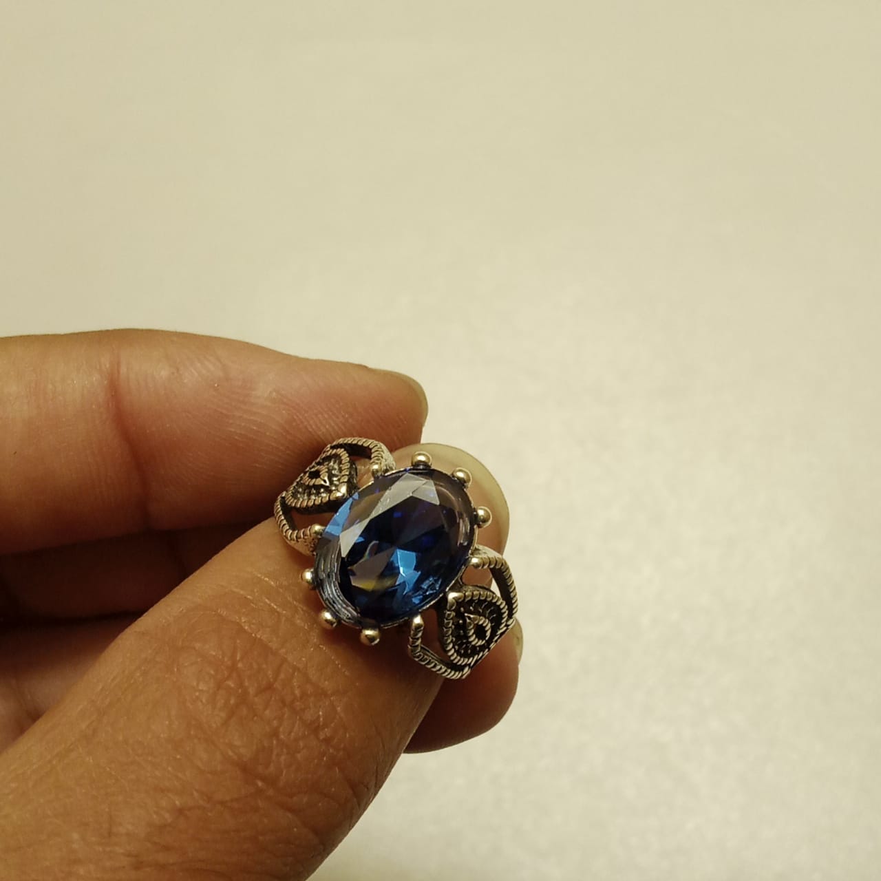 8 Carat Neelam Ring | Step Cut | Turkish Style Ring
