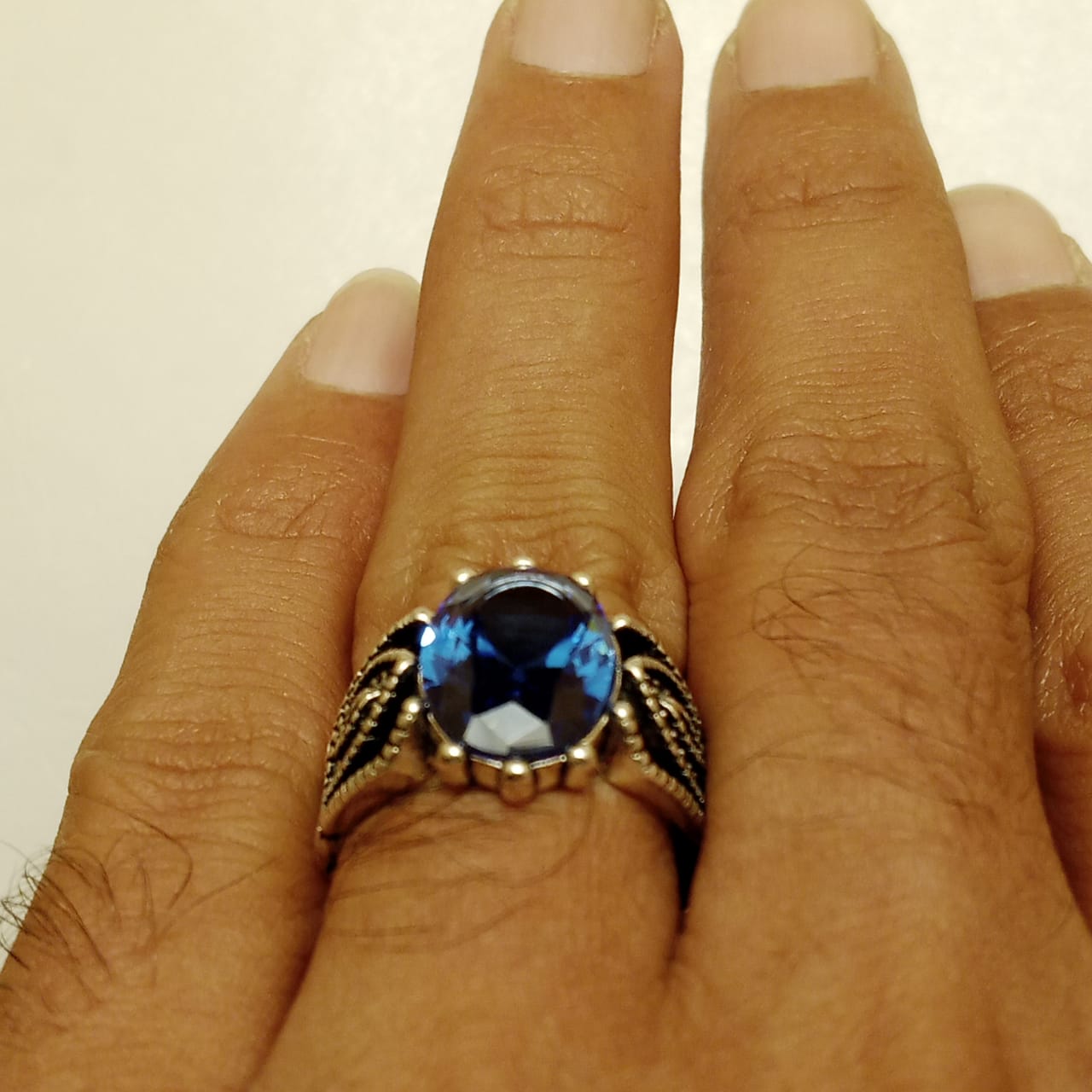 8 Carat Neelam Ring | Step Cut | Turkish Style Ring