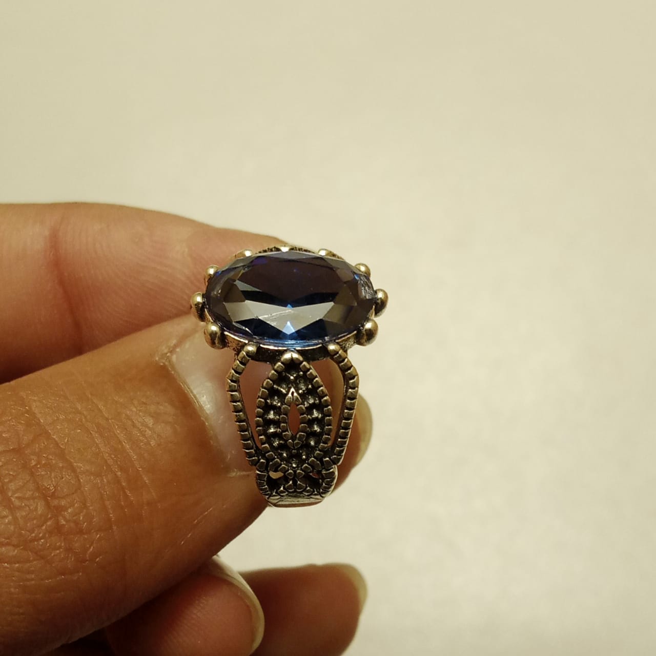 8 Carat Neelam Ring | Step Cut | Turkish Style Ring