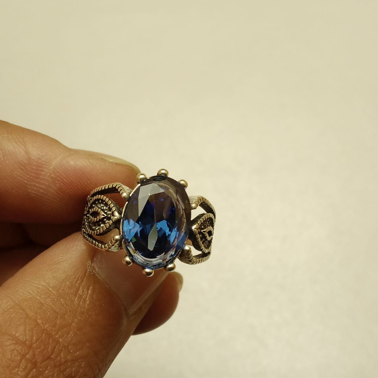 8 Carat Neelam Ring | Step Cut | Turkish Style Ring