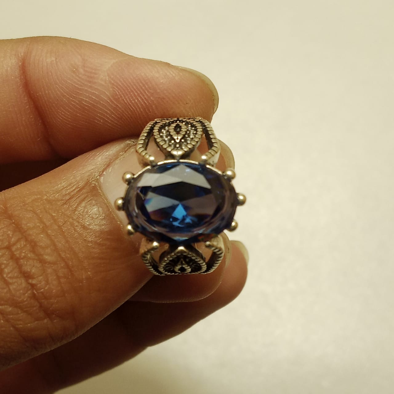8 Carat Neelam Ring | Step Cut | Turkish Style Ring