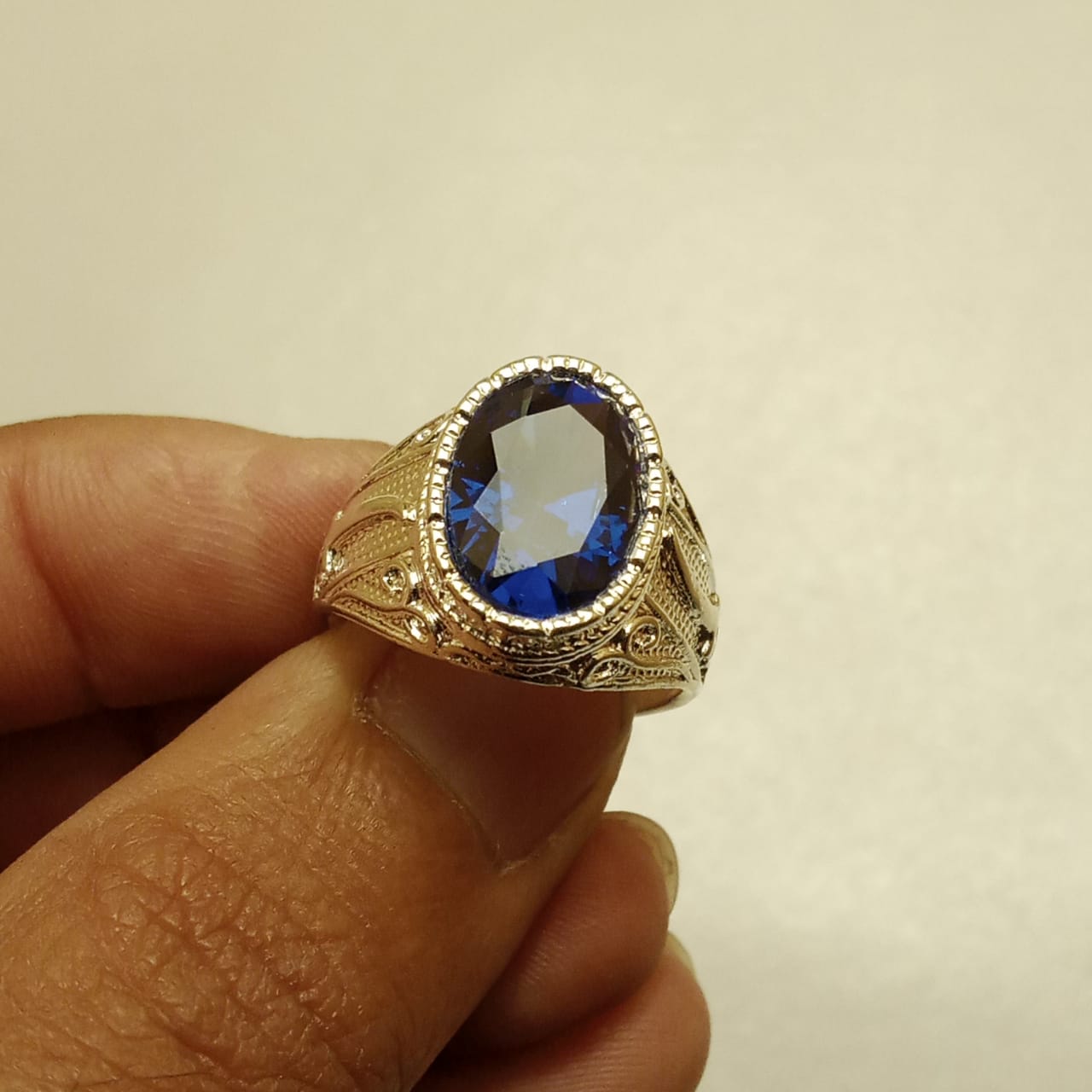 11 carat Neelam Ring | Step Cut | Turkish Style Ring