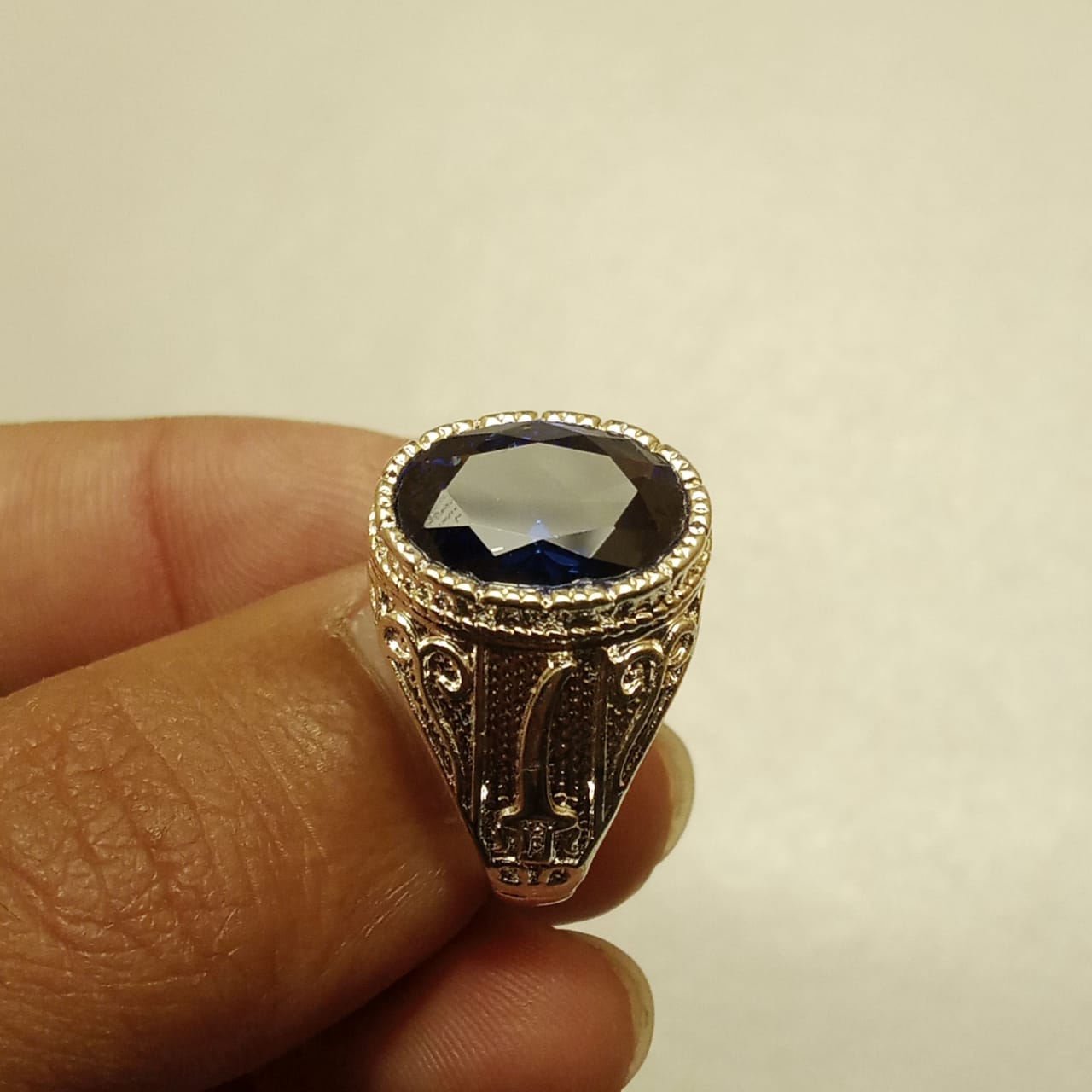 11 carat Neelam Ring | Step Cut | Turkish Style Ring