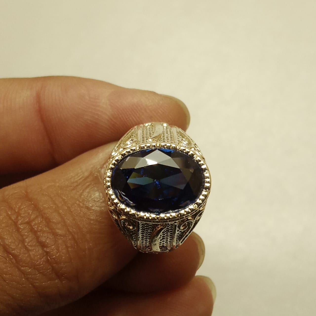 11 carat Neelam Ring | Step Cut | Turkish Style Ring