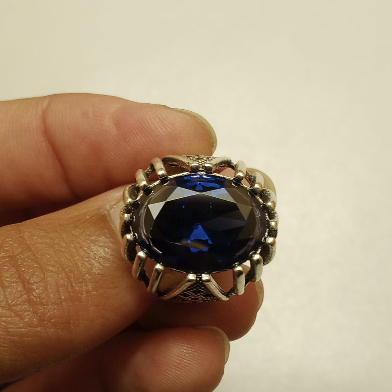 21 carat Neelam Ring | Step Cut | Turkish Style Ring