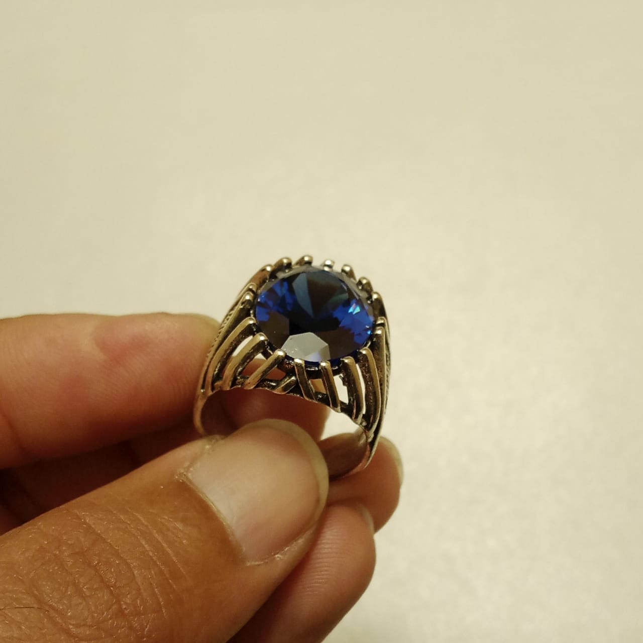21 carat Neelam Ring | Step Cut | Turkish Style Ring