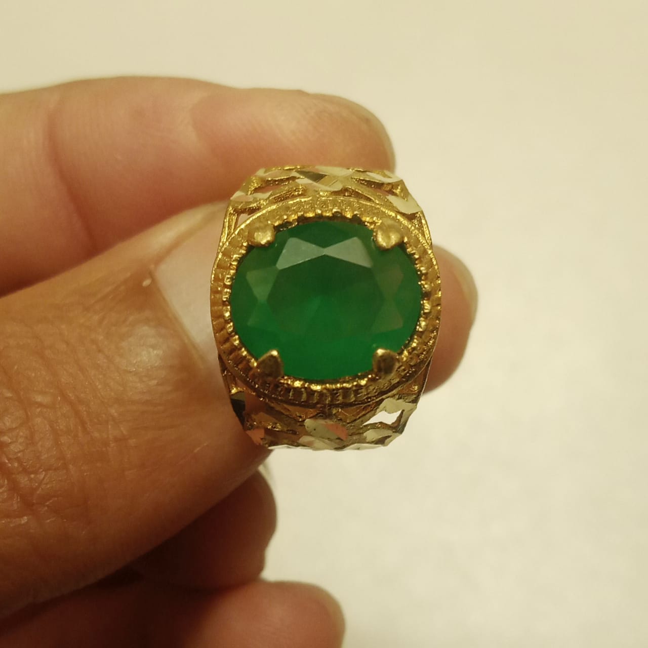 7 Carat Emerald Ring | Step Cut Zamrud Panna | Gold Color
