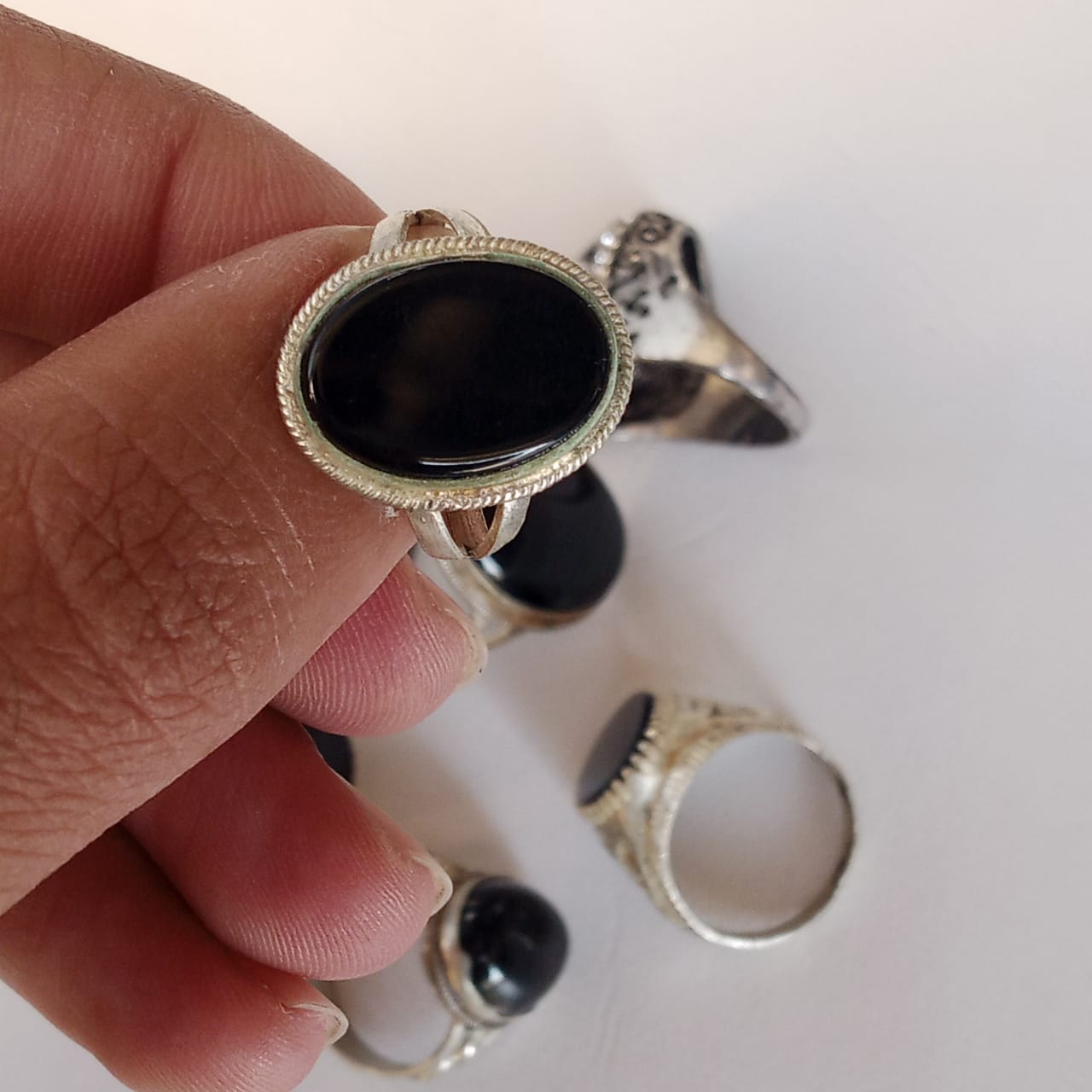 Black Aqeeq Ring | Black Agate Ring | Cabochon Cut