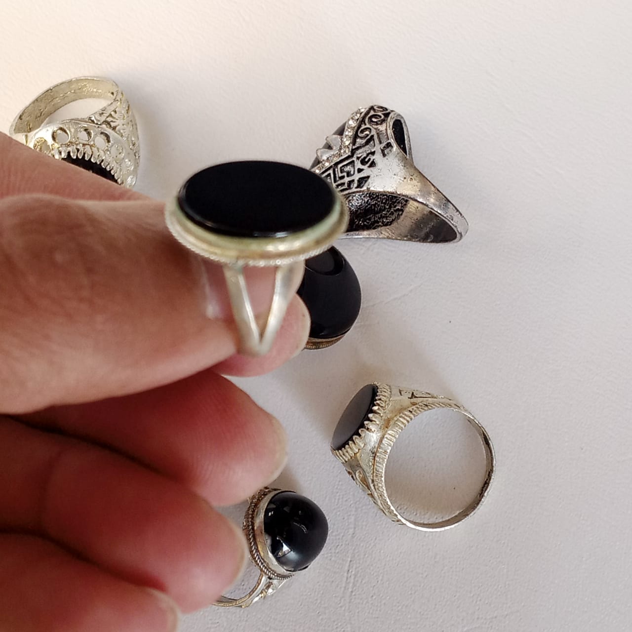Black Aqeeq Ring | Black Agate Ring | Cabochon Cut