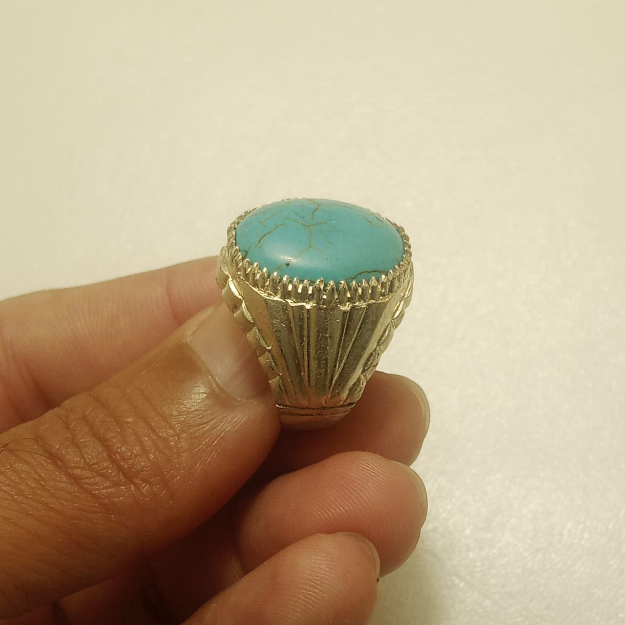 8 Carat Shajri Ferooza Ring, Cabashon Cut, Size 18