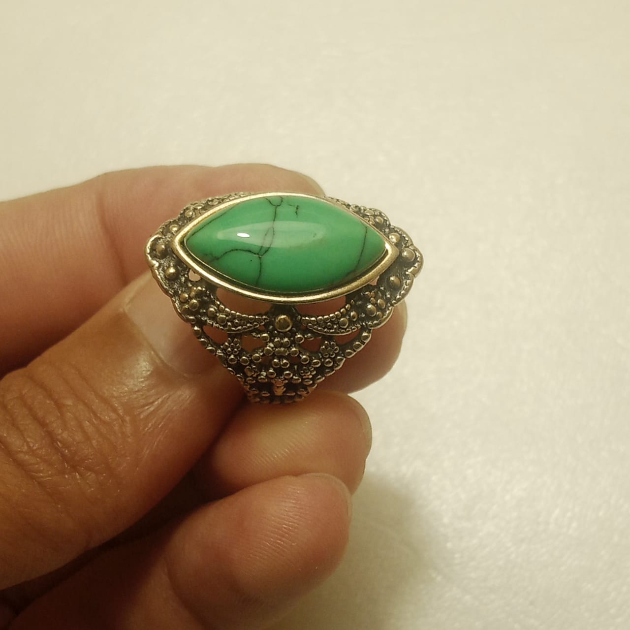 11 Carat Shajri Ferooza Ring, Cabashon Cut, Size 17, 18