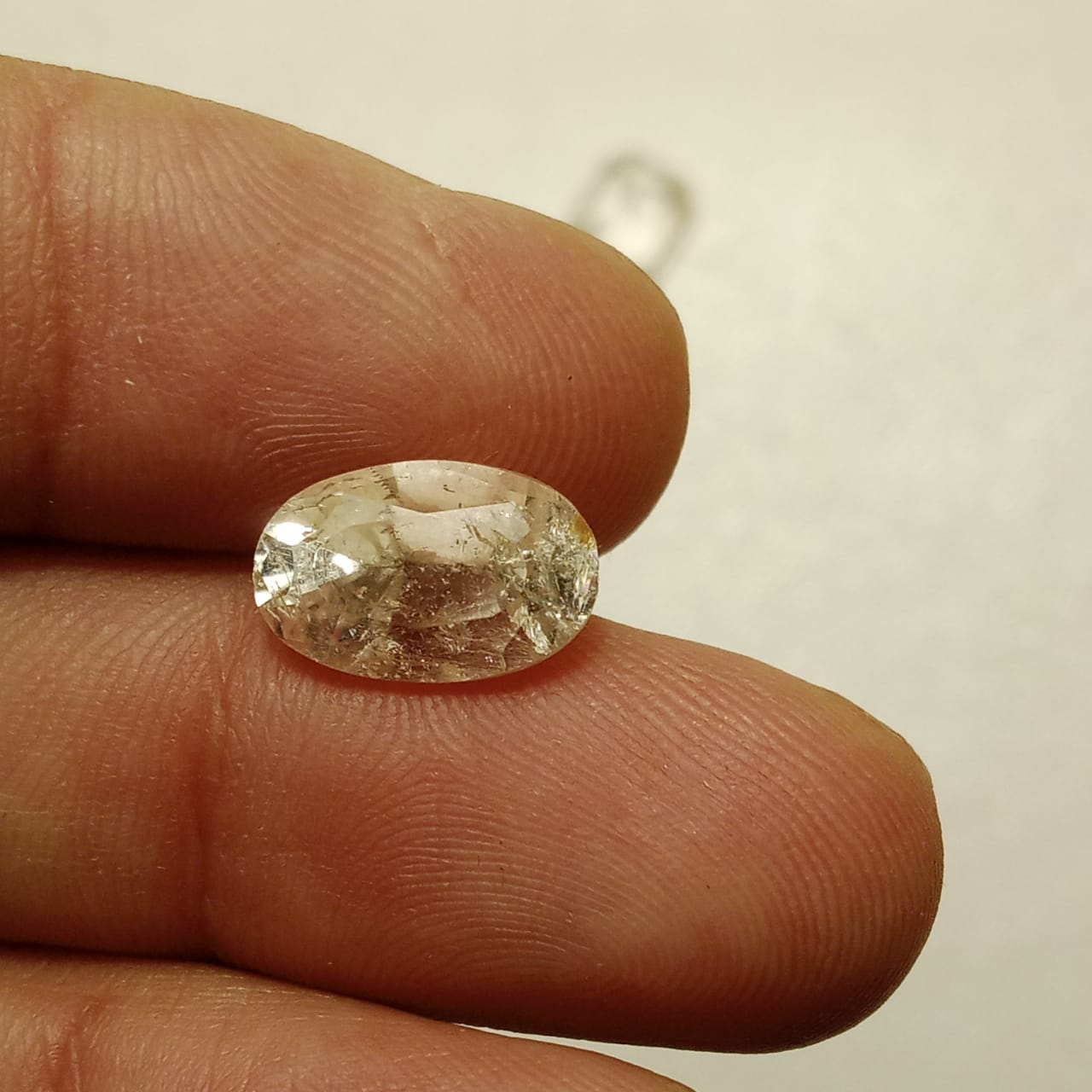 White Pukhraj | White Sapphire | Oval shape | Step Cutting