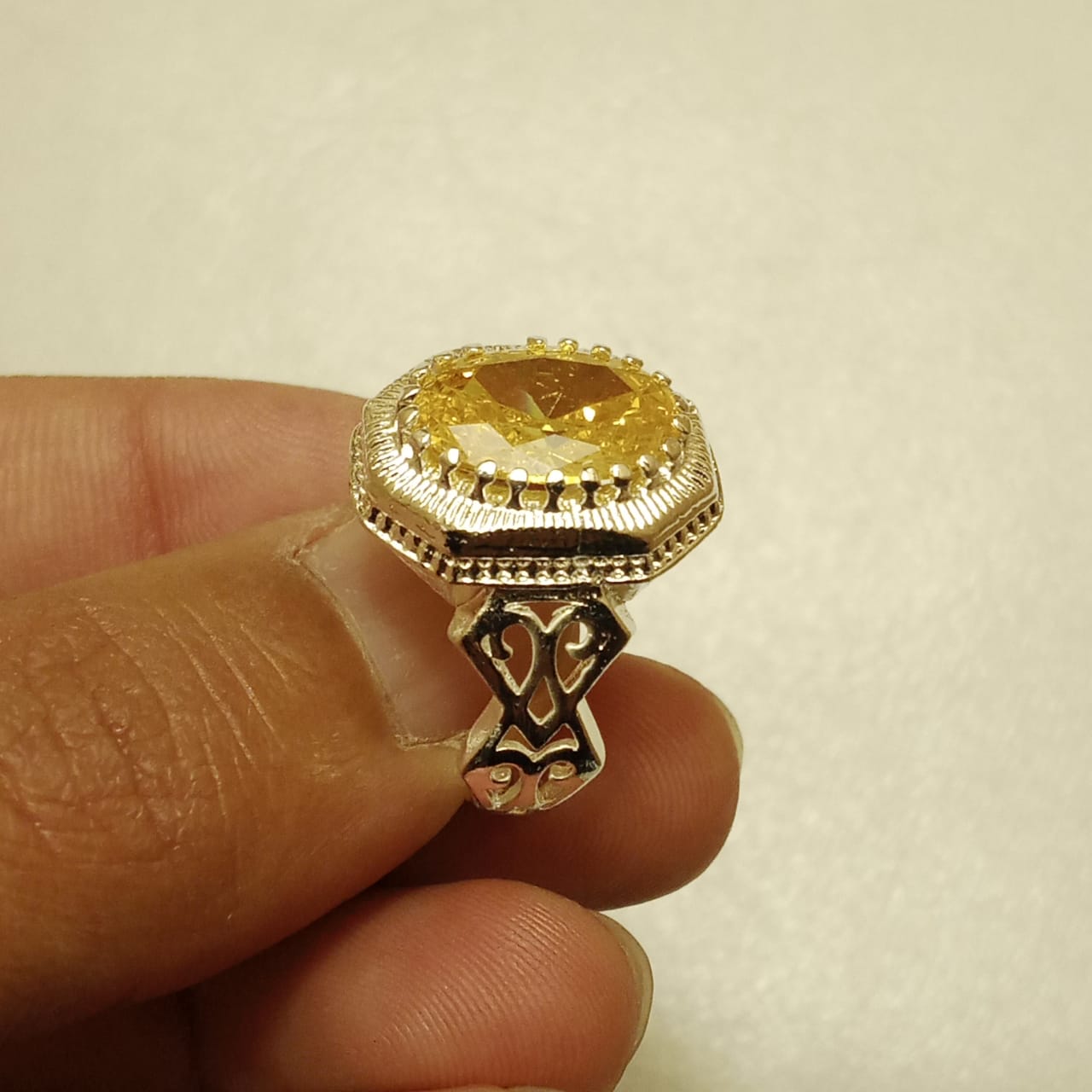 Pukhraj Ring | Step Cut | Turkish Style