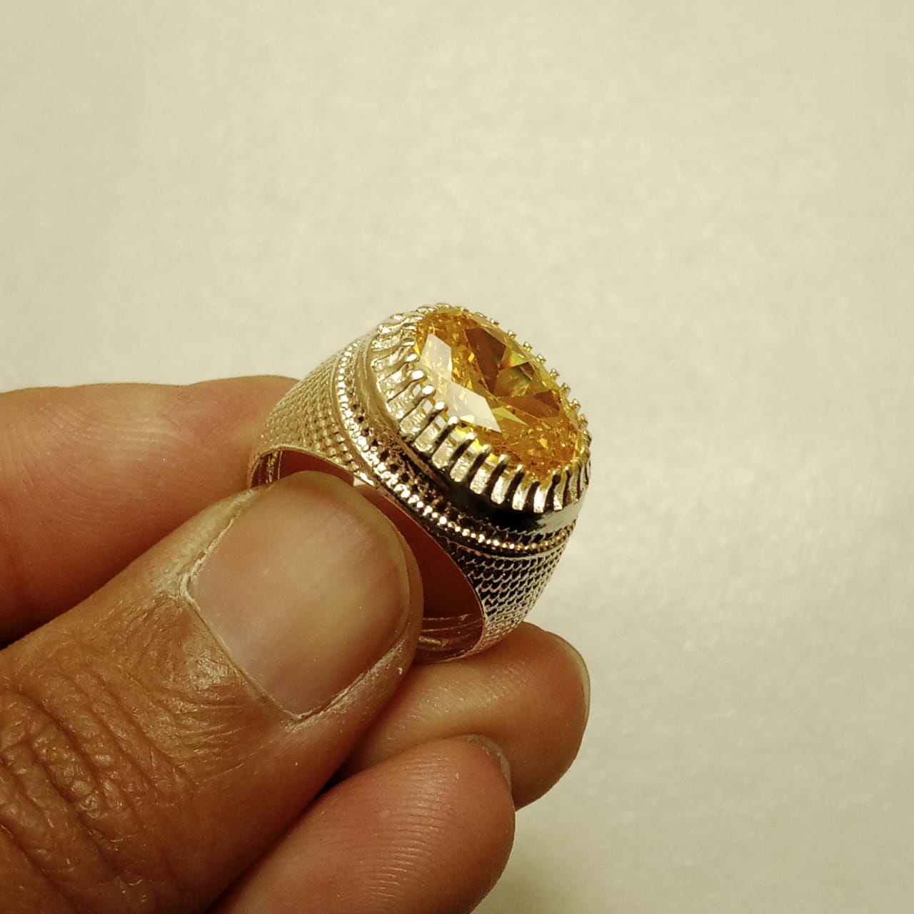 Pukhraj Ring | Step Cut | Turkish Style Ring