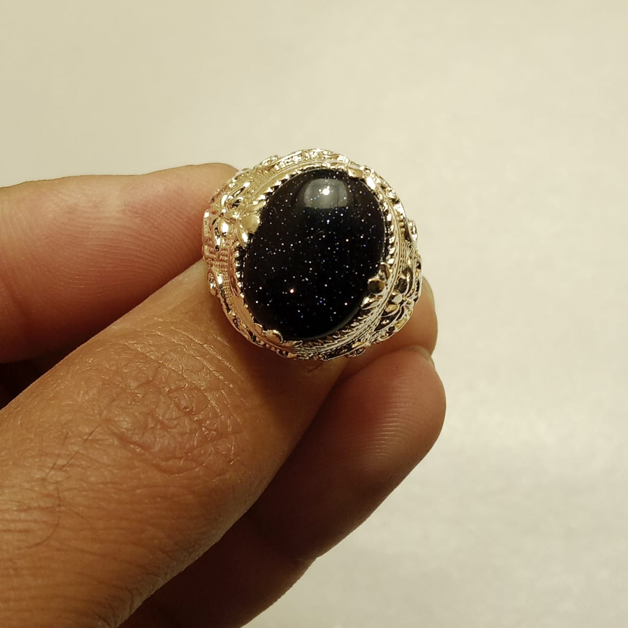 12 Carats Moothi Blue Opal Ring