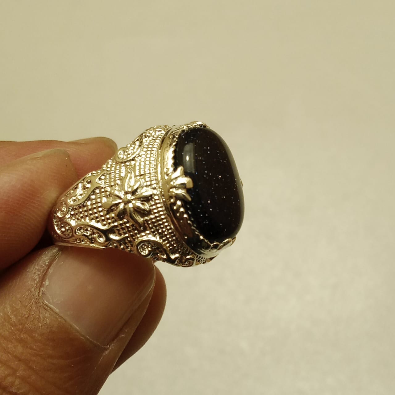 12 Carats Moothi Blue Opal Ring