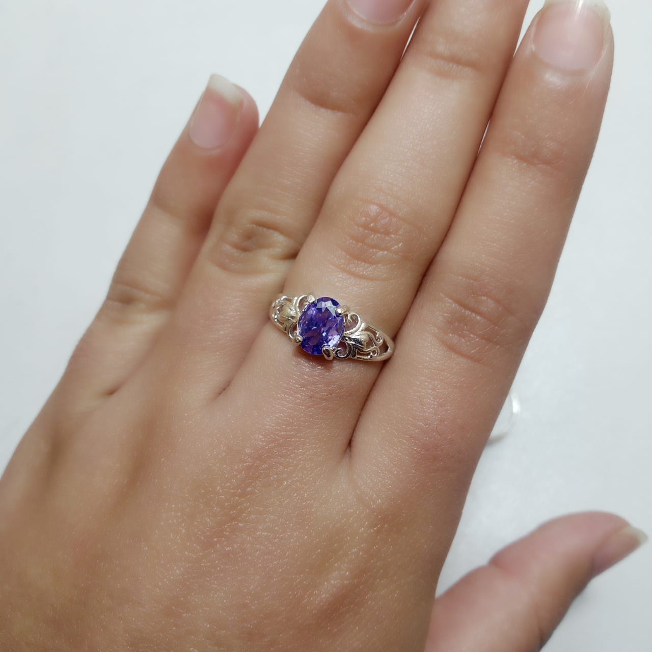 2 Carat Neelam Female Ring | Step Cut | CODE N-17